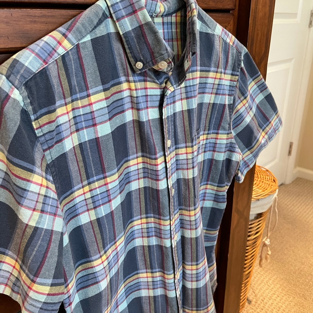 MERONA BLUE PLAID COTTON S/S SHIRT; Like-New; Size Small; $8